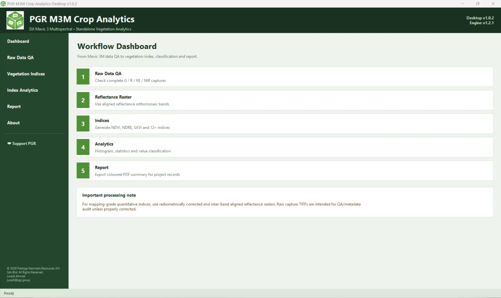 PGR M3M Crop Analytics dashboard screenshot